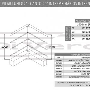 Kit Pilar Luni Ø2'' - Canto 90° intermediários internos